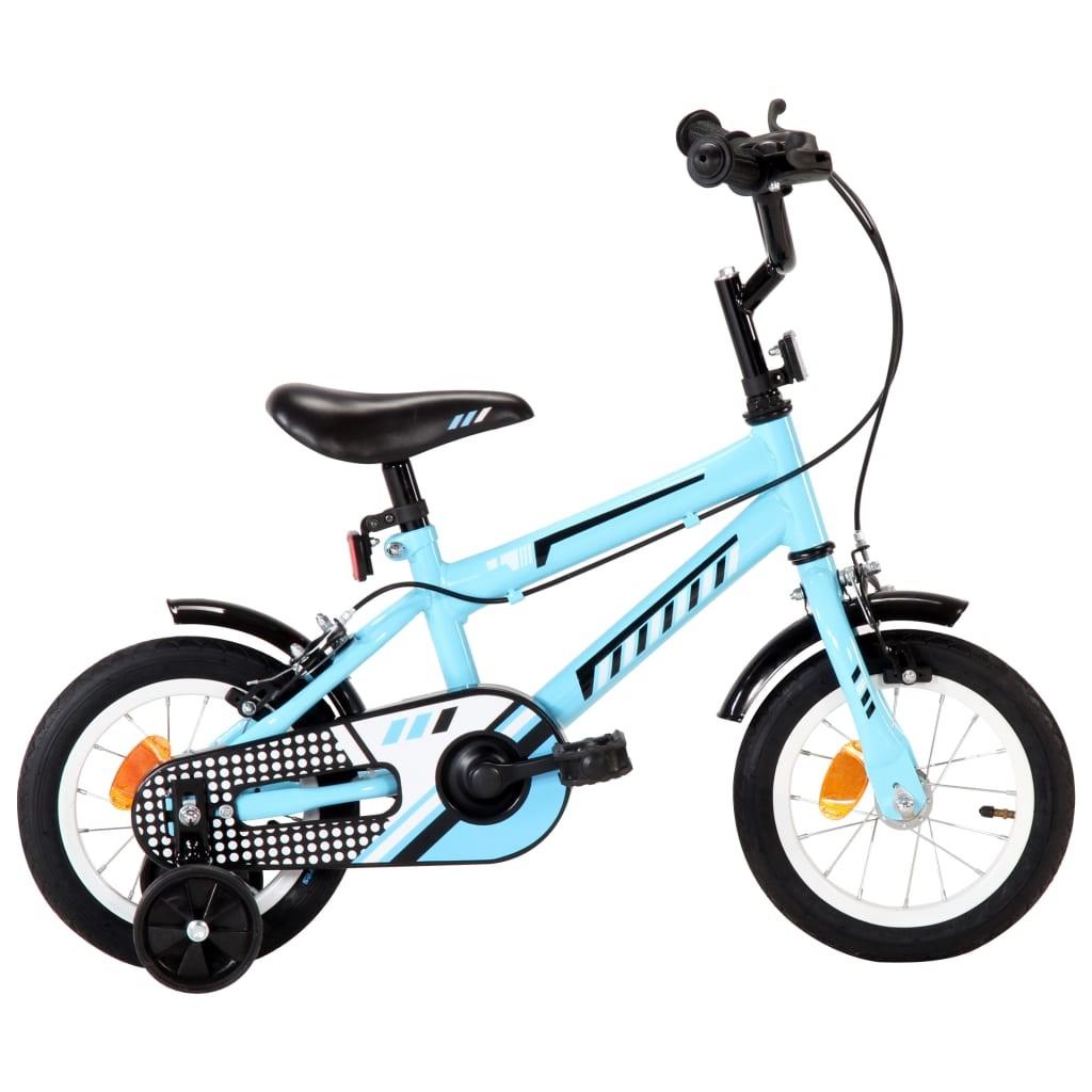 Børnecykel 12 tommer sort og blå