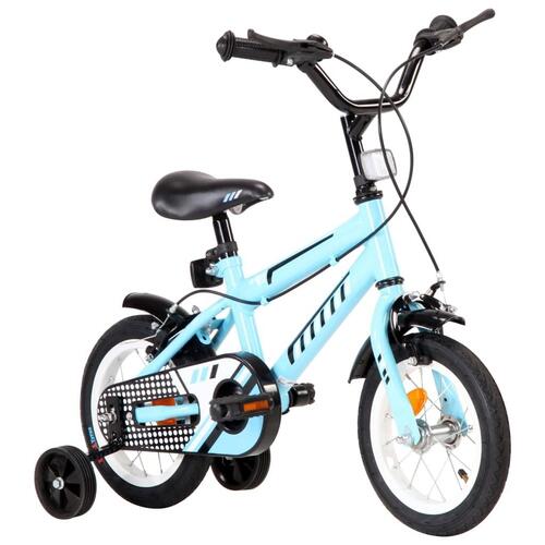 Børnecykel 12 tommer sort og blå