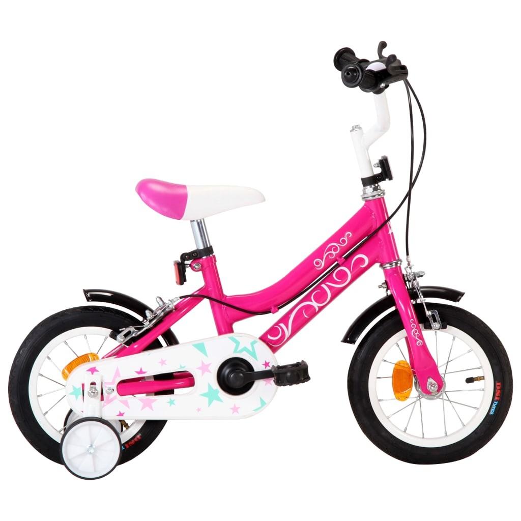 Børnecykel 12 tommer sort og pink