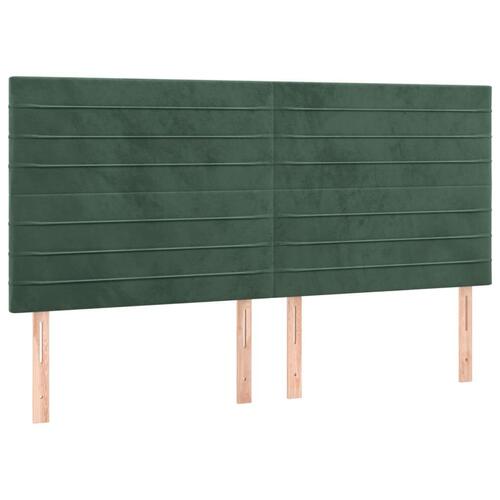 Sengegavle 4 stk. 100x5x78/88 cm fløjl mørkegrøn