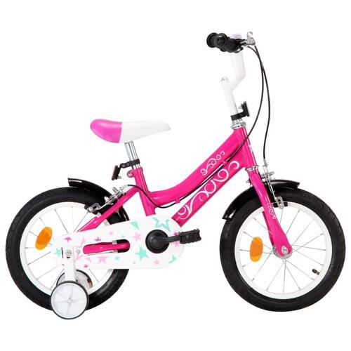 Børnecykel 14 tommer sort og pink