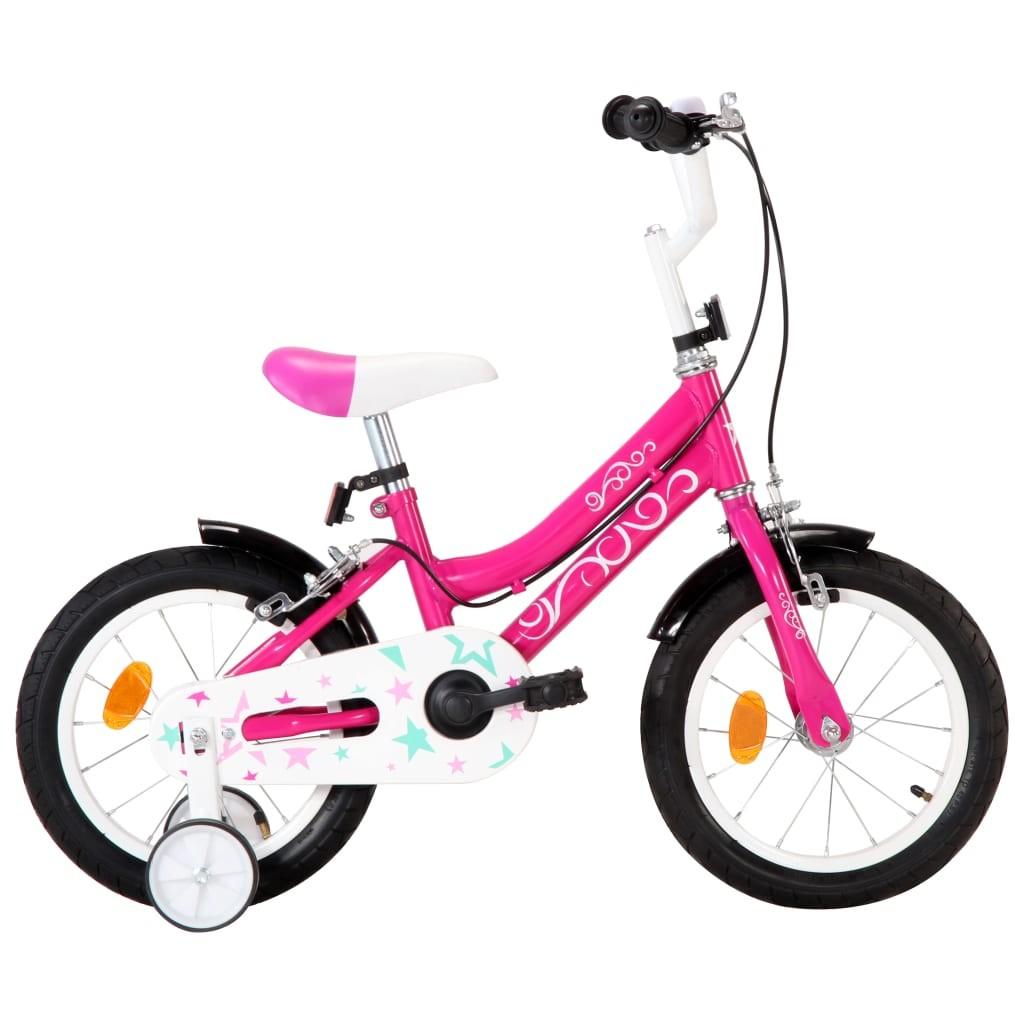 Børnecykel 14 tommer sort og pink