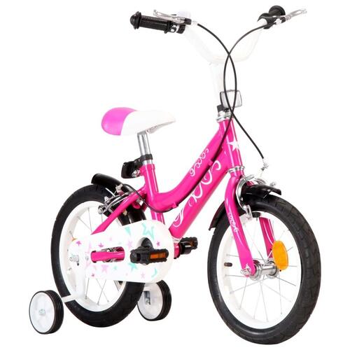 Børnecykel 14 tommer sort og pink