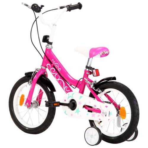 Børnecykel 14 tommer sort og pink