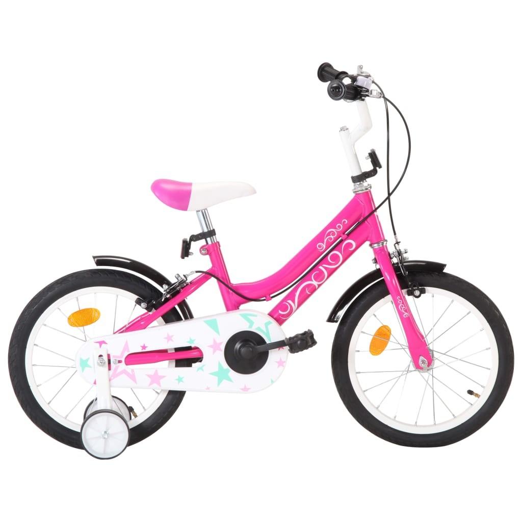 Børnecykel 16 tommer sort og pink