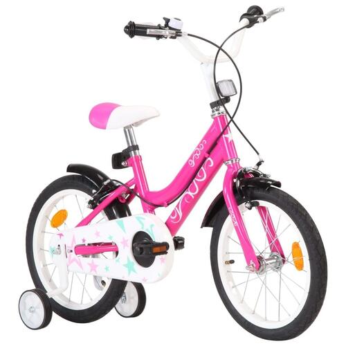 Børnecykel 16 tommer sort og pink