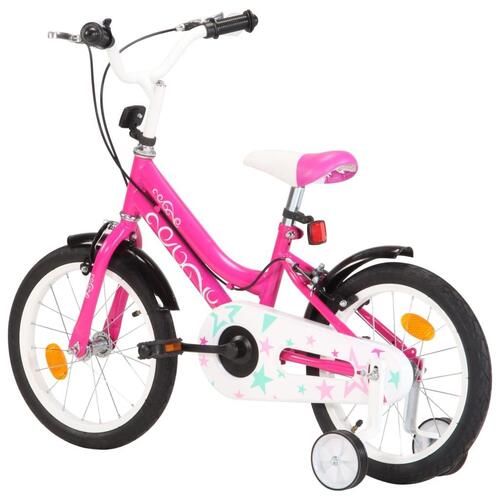Børnecykel 16 tommer sort og pink