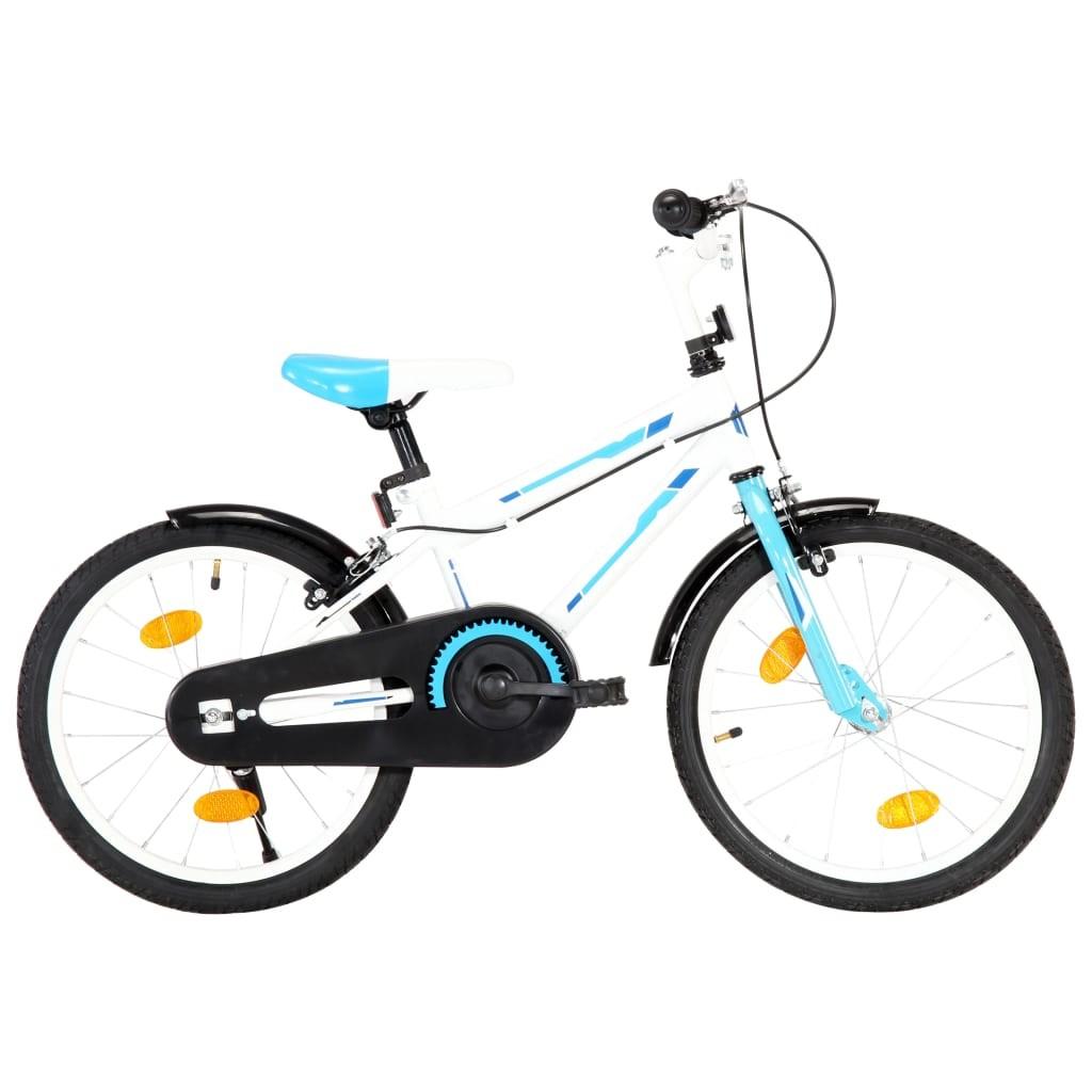 Børnecykel 18 tommer blå og hvid