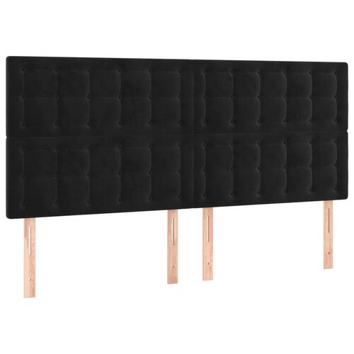 Sengegavle 4 stk. 80x5x78/88 cm fløjl sort