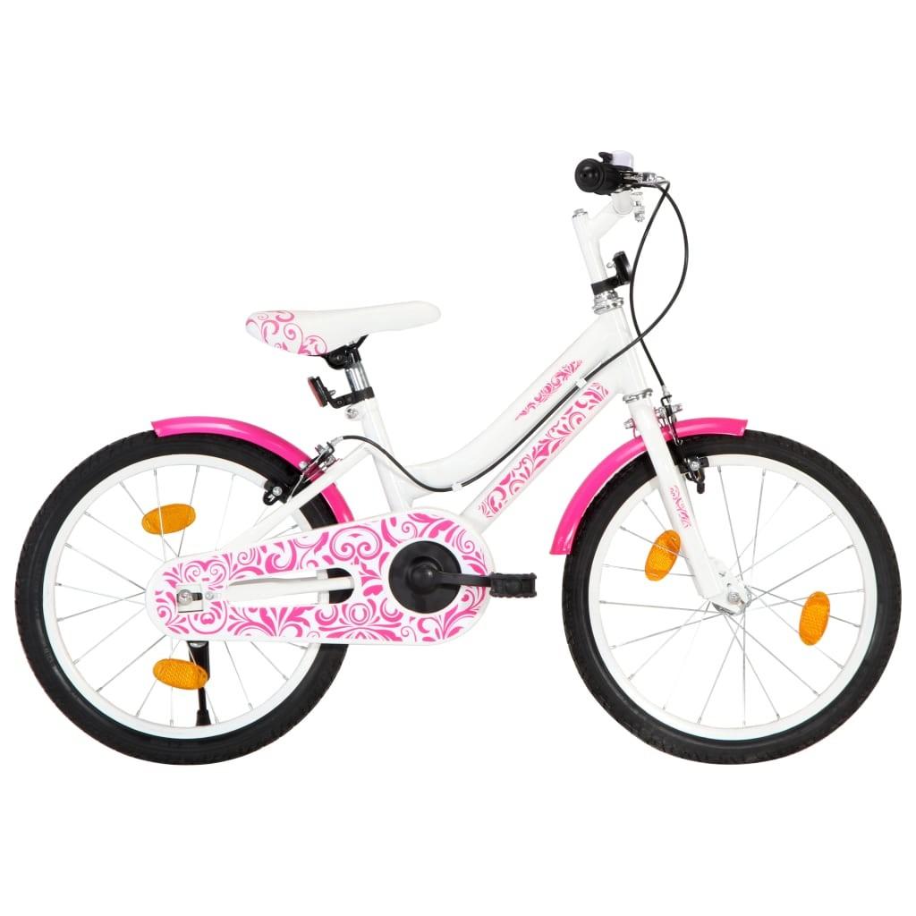 Børnecykel 18 tommer lyserød og hvid