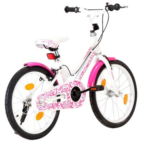Børnecykel 18 tommer lyserød og hvid