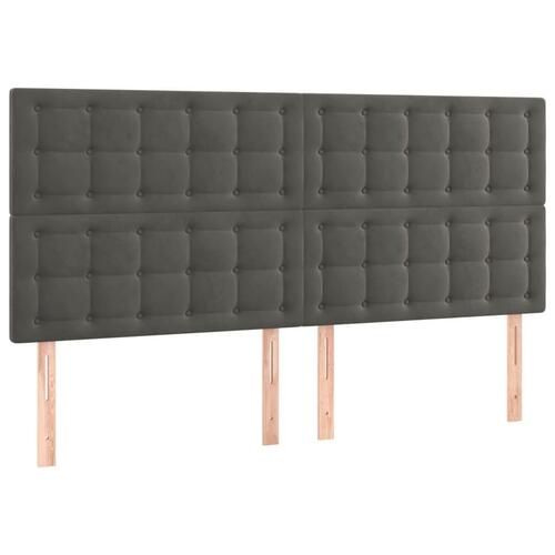 Sengegavle 4 stk. 100x5x78/88 cm fløjl mørkegrå