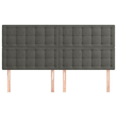Sengegavle 4 stk. 100x5x78/88 cm fløjl mørkegrå
