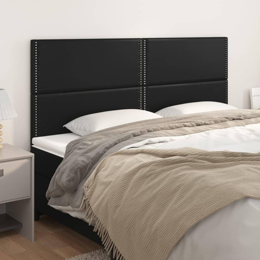 Sengegavle 4 stk. 100x5x78/88 cm kunstlæder sort billede