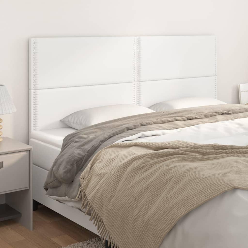 Sengegavle 4 stk. 100x5x78/88 cm kunstlæder hvid billede