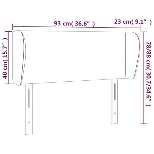 Sengegavl med kanter 93x23x78/88 cm fløjl sort