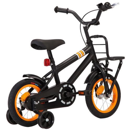 Børnecykel med frontlad 12 tommer sort og orange
