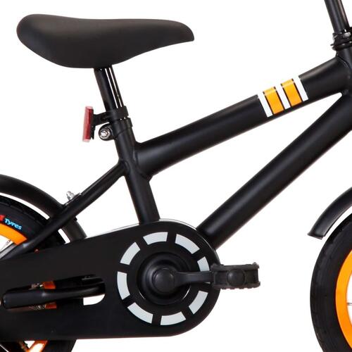 Børnecykel med frontlad 12 tommer sort og orange