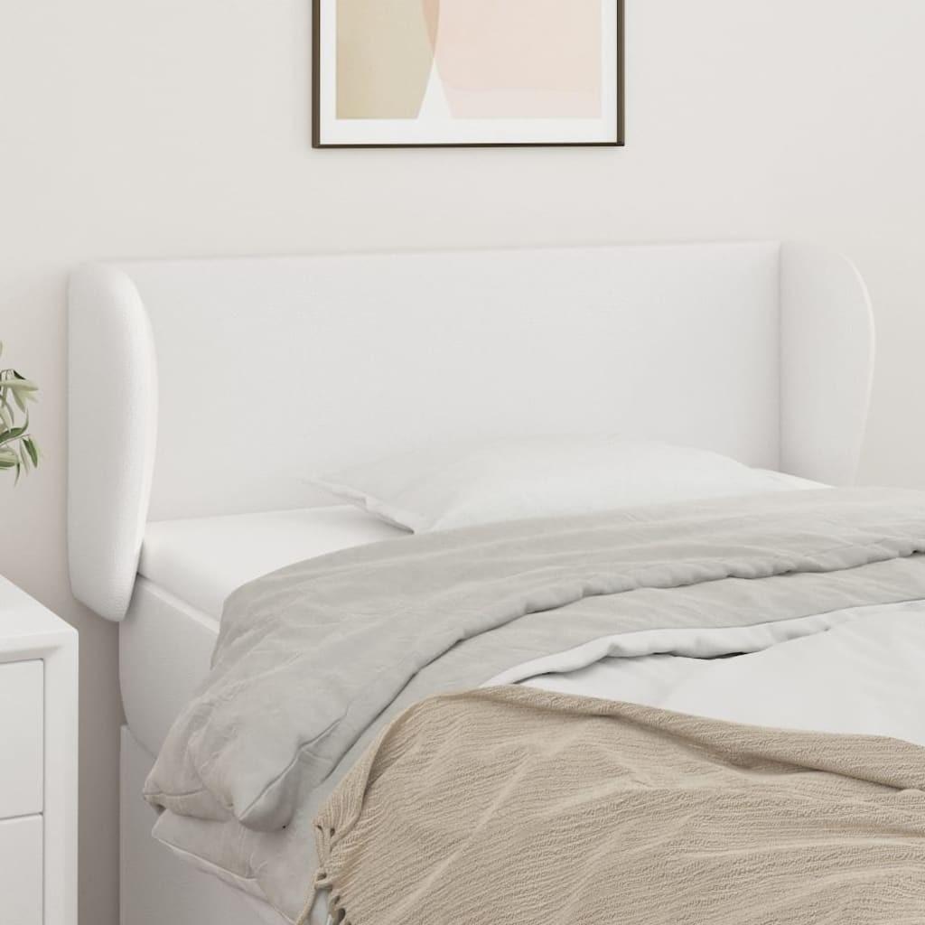 Sengegavl med kanter 83×23×78/88 cm - kunstlæder, hvid