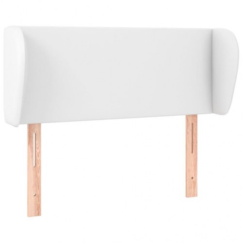 Sengegavl med kanter 83 x 23 x 78/88 cm kunstlæder - hvid