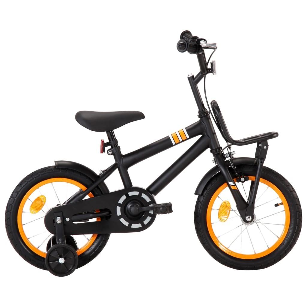 Børnecykel med frontlad 14 tommer sort og orange