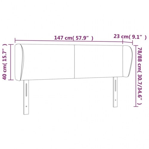 Sengegavl med kanter 147 x 23 x 78/88 cm - hvid
