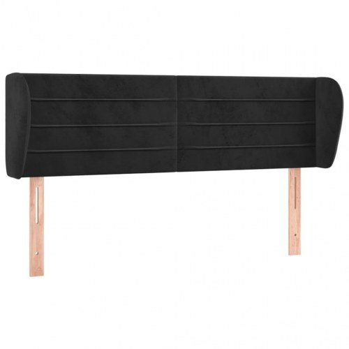 Sengegavl med kanter 147 x 23 x 78/88 cm - sort fløjl