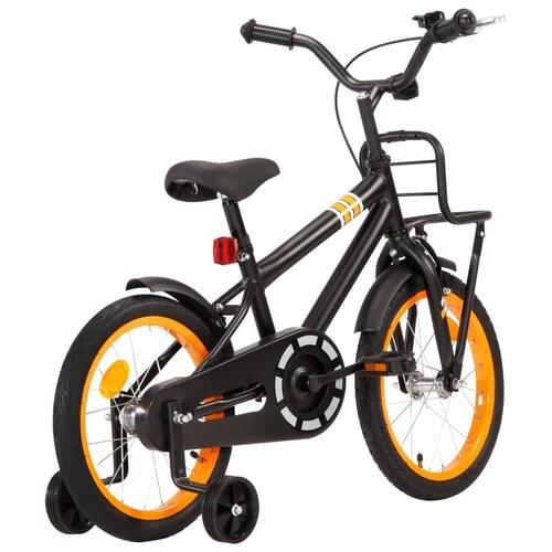 Børnecykel med frontlad 16 tommer sort og orange