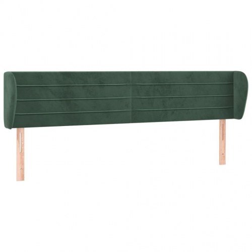 Sengegavl med kanter i fløjl 163 x 23 x 78/88 cm - mørkegrøn