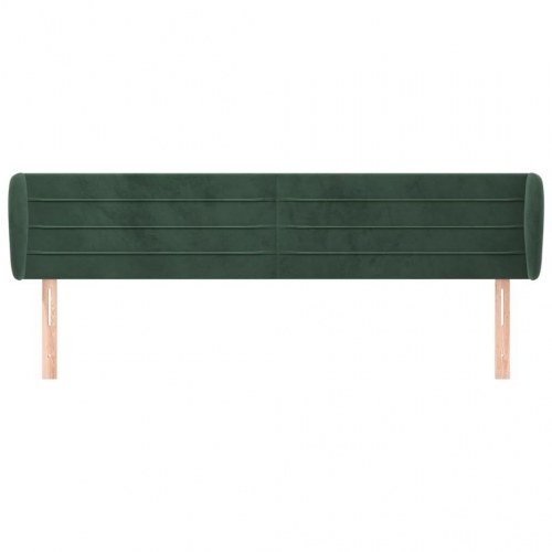 Sengegavl med kanter i fløjl 163 x 23 x 78/88 cm - mørkegrøn