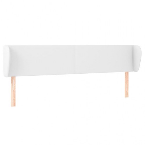 Sengegavl med kanter i kunstlæder 203 x 23 x 78/88 cm - hvid