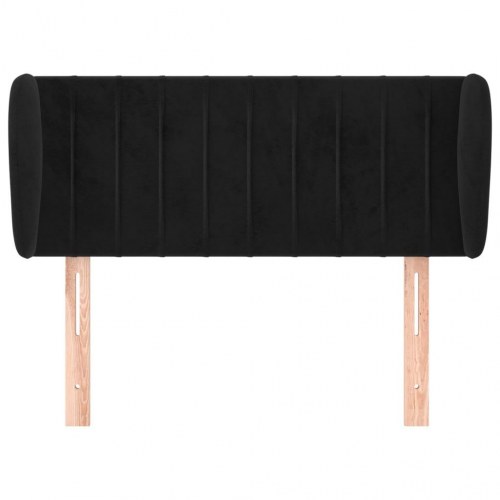 Sengegavl med kanter 103 x 23 x 78/88 cm fløjl - sort