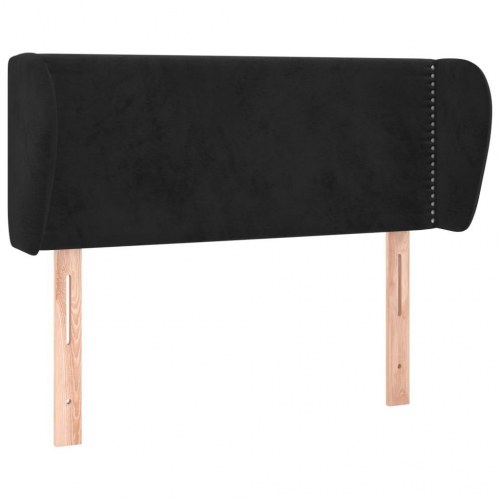 Sengegavl med kanter i fløjl - sort, 83×23×78/88 cm