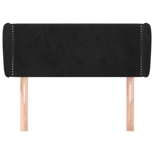 Sengegavl med kanter i fløjl - sort, 83×23×78/88 cm