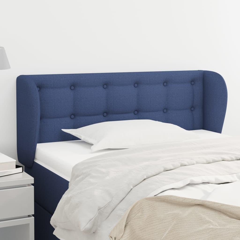 Sengegavl med kanter 103×23×78/88 cm - stof, blå billede