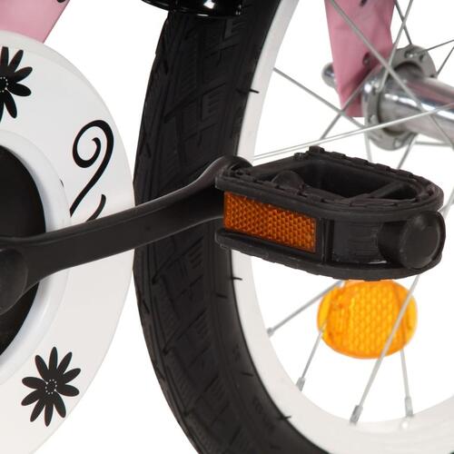 Børnecykel med frontlad 14 tommer hvid og lyserød