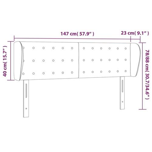 Sengegavl med kanter 147x23x78/88 cm stof sort