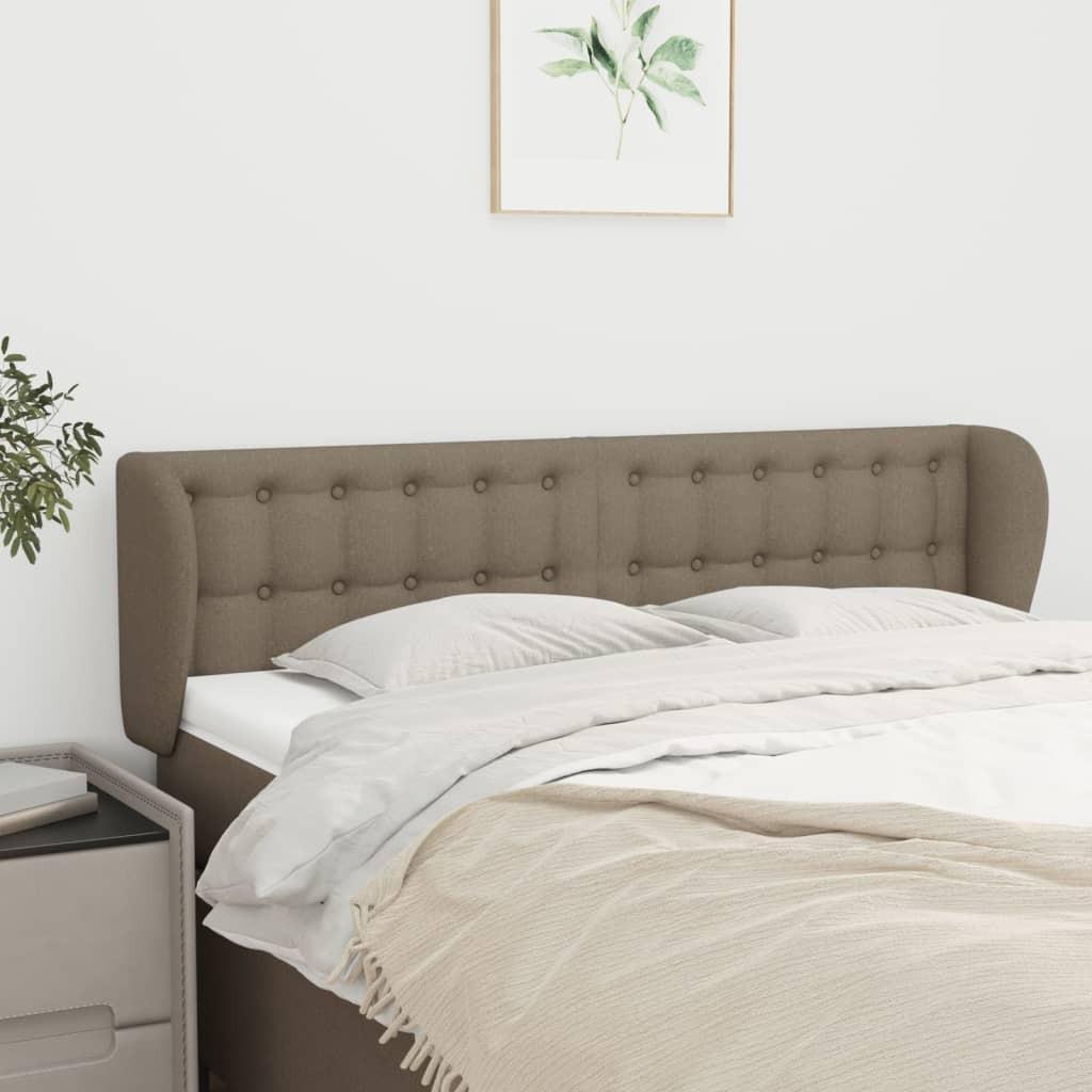 Sengegavl med kanter 147x23x78/88 cm stof gråbrun billede