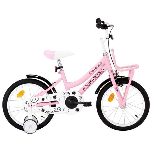 Børnecykel med frontlad 18 tommer hvid og lyserød