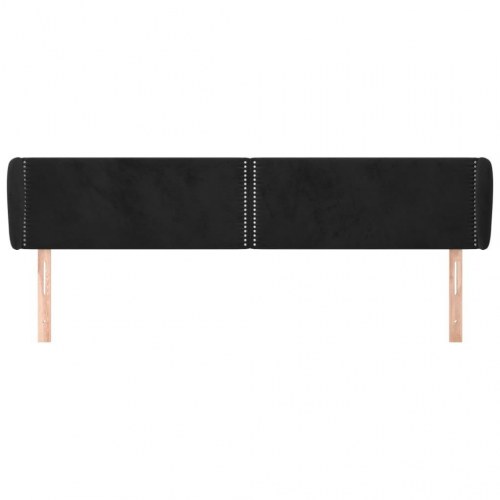 Sengegavl med kanter 203 x 23 x 78/88 cm fløjl - sort