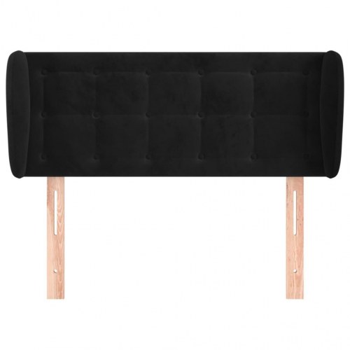 Sengegavl med kanter i fløjl 103 x 23 x 78/88 cm - sort