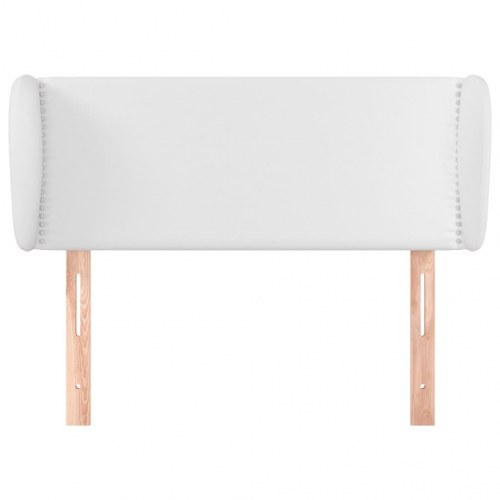 Sengegavl med kanter 83x23x78/88 cm kunstlæder hvid