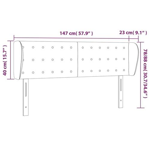 Sengegavl med kanter 147x23x78/88 cm fløjl sort