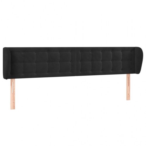 Sengegavl med kanter i fløjl 163 x 23 x 78/88 cm - sort
