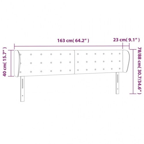 Sengegavl med kanter i fløjl 163 x 23 x 78/88 cm - sort