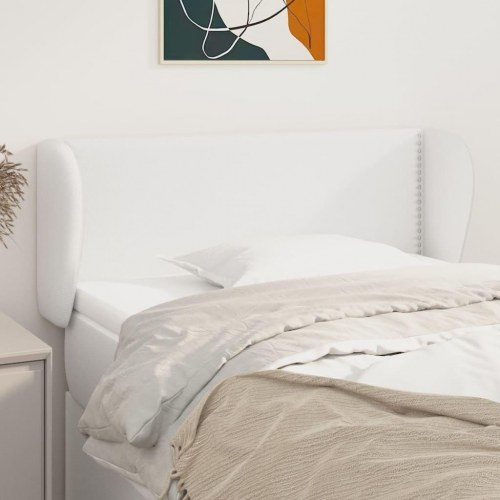 Sengegavl med kanter 93x23x78/88 cm kunstlæder hvid