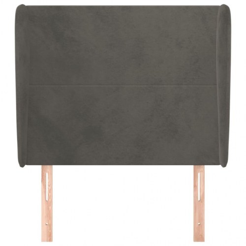 Sengegavl med kanter i fløjl - mørkegrå, 83 x 23 x 118/128 cm