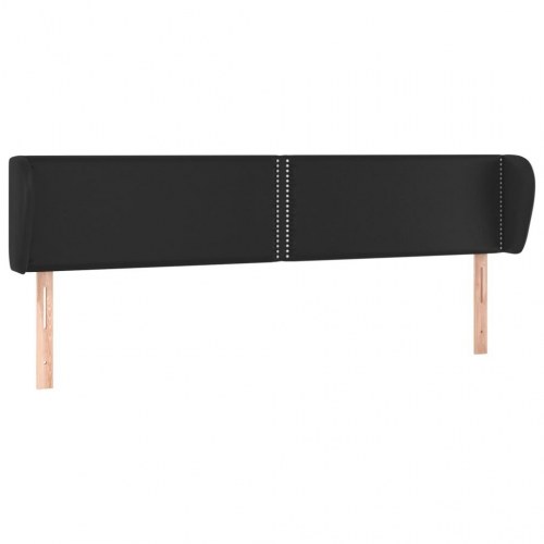 Sengegavl med kanter 163x23x78/88 cm kunstlæder sort