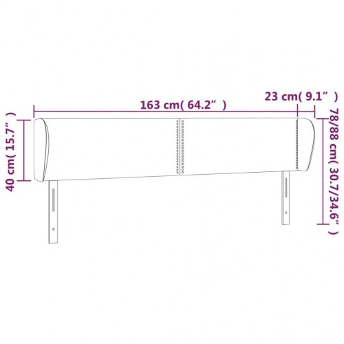 Sengegavl med kanter 163x23x78/88 cm kunstlæder hvid