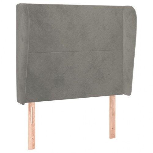 Sengegavl med kanter i fløjl 93 x 23 x 118/128 cm - lysegrå